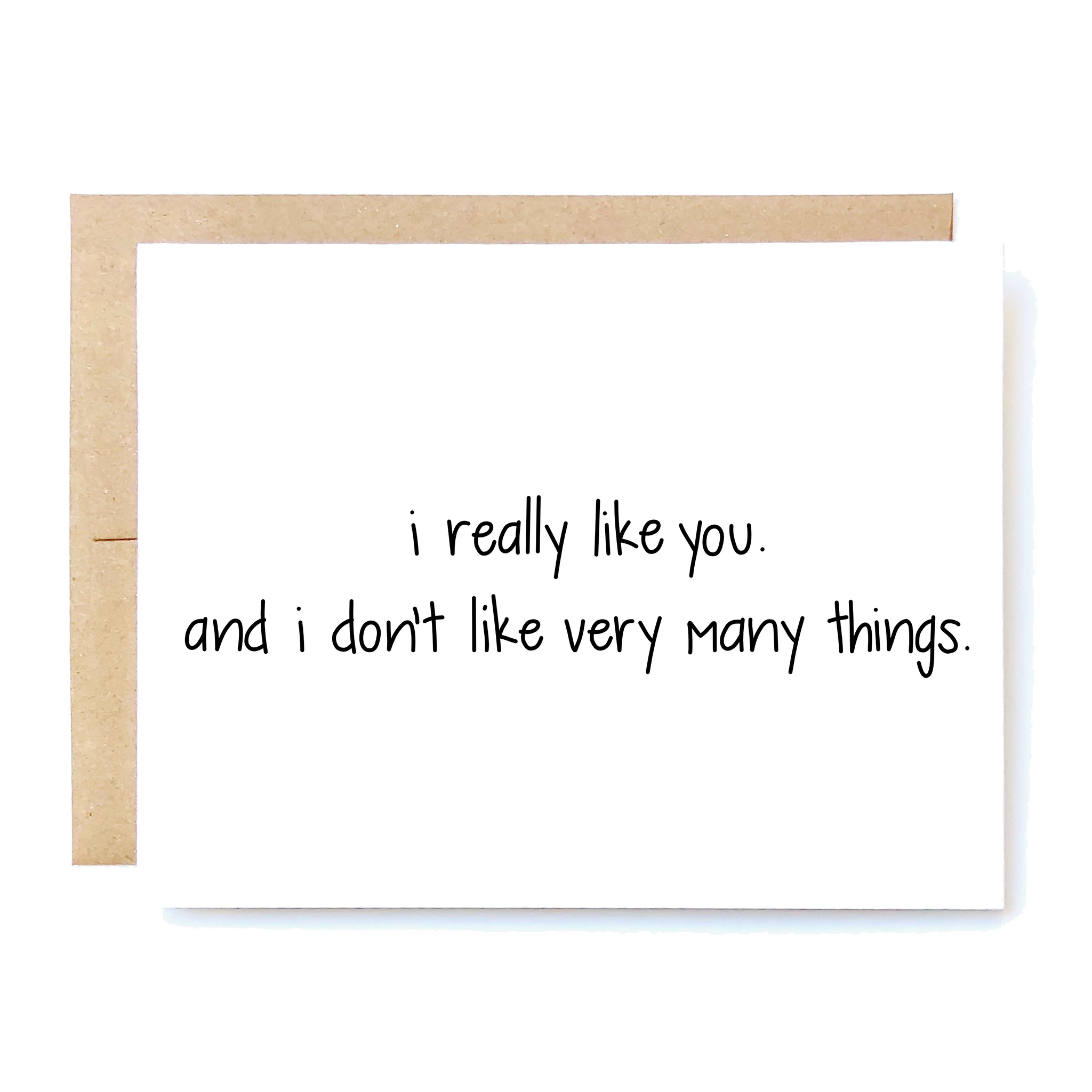 Card Front: I really like you. And I don't like very many things.